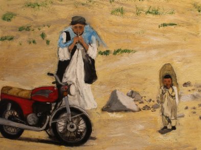 Stories of War_Chris Phillips__Afghans on the road to combat outpost Andar, Ghazni District, Afghanistan__Oil on canvas