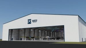 A concept image of the proposed Aviation Hangar / Pavilion at the Castle Air Museum.