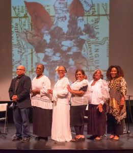 The cast of Freedom’s Song on stage at the Merced Theatre.