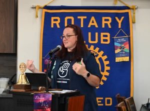 Girl Scout Troop Leader Hope Meza spoke with the Sunrise Rotary about her experiences with the organization.